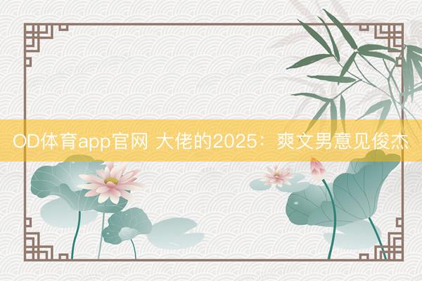 OD体育app官网 大佬的2025：爽文男意见俊杰