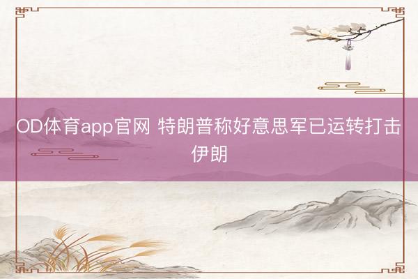 OD体育app官网 特朗普称好意思军已运转打击伊朗