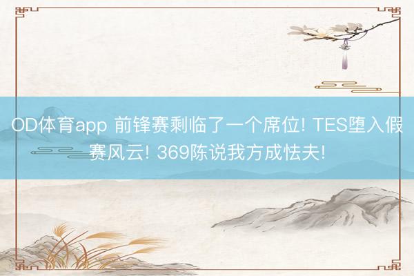 OD体育app 前锋赛剩临了一个席位! TES堕入假赛风云! 369陈说我方成怯夫!