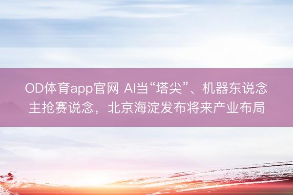 OD体育app官网 AI当“塔尖”、机器东说念主抢赛说念，北京海淀发布将来产业布局