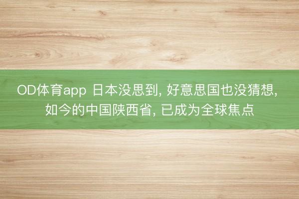 OD体育app 日本没思到， 好意思国也没猜想， 如今的中国陕西省， 已成为全球焦点