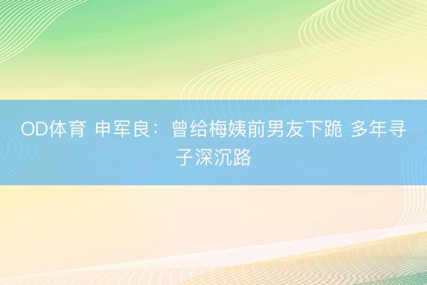 OD体育 申军良：曾给梅姨前男友下跪 多年寻子深沉路