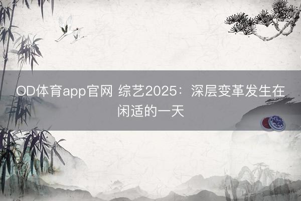 OD体育app官网 综艺2025：深层变革发生在闲适的一天