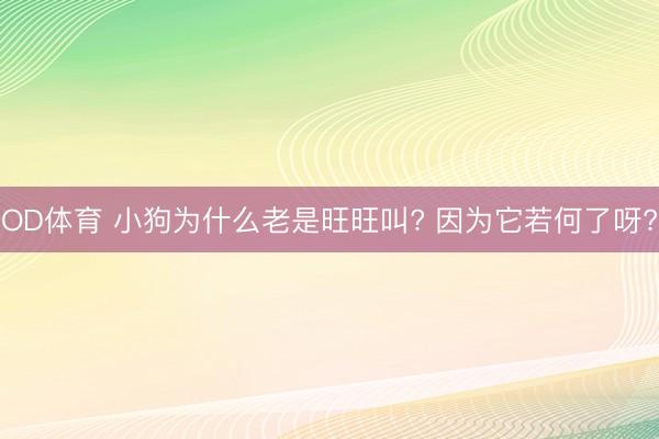 OD体育 小狗为什么老是旺旺叫? 因为它若何了呀?