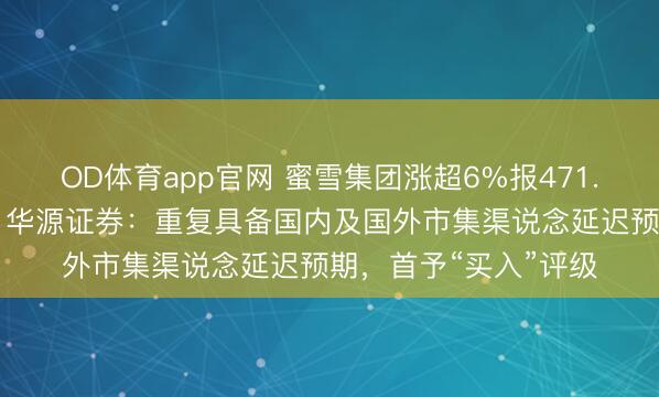 OD体育app官网 蜜雪集团涨超6%报471.80港元,再改进高!华源证券:重复具备国内及国外市集渠说念延迟预期,首予“买入”评级