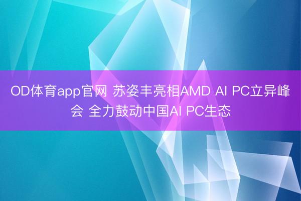 OD体育app官网 苏姿丰亮相AMD AI PC立异峰会 全力鼓动中国AI PC生态