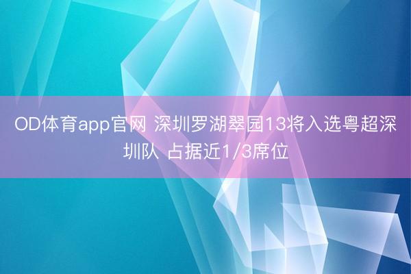 OD体育app官网 深圳罗湖翠园13将入选粤超深圳队 占据近1/3席位