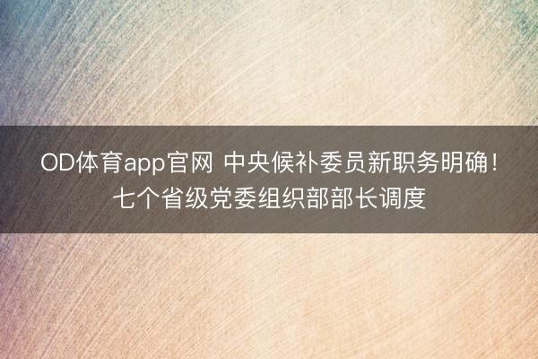 OD体育app官网 中央候补委员新职务明确!七个省级党委组织部部长调度