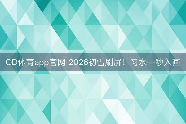 OD体育app官网 2026初雪刷屏！习水一秒入画