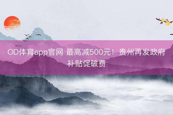 OD体育app官网 最高减500元!贵州再发政府补贴促破费