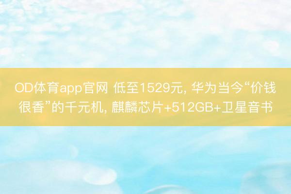 OD体育app官网 低至1529元， 华为当今“价钱很香”的千元机， 麒麟芯片+512GB+卫星音书