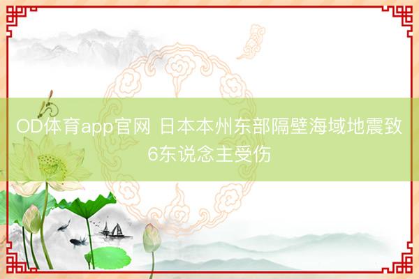 OD体育app官网 日本本州东部隔壁海域地震致6东说念主受伤
