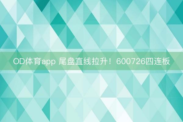 OD体育app 尾盘直线拉升！600726四连板