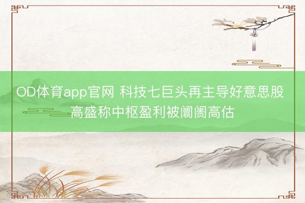 OD体育app官网 科技七巨头再主导好意思股 高盛称中枢盈利被阛阓高估