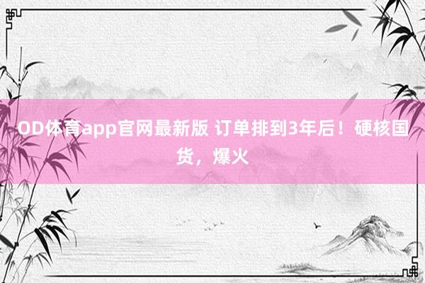OD体育app官网最新版 订单排到3年后！硬核国货，爆火