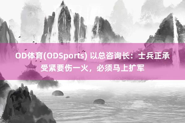 OD体育(ODSports) 以总咨询长：士兵正承受紧要伤一火，必须马上扩军