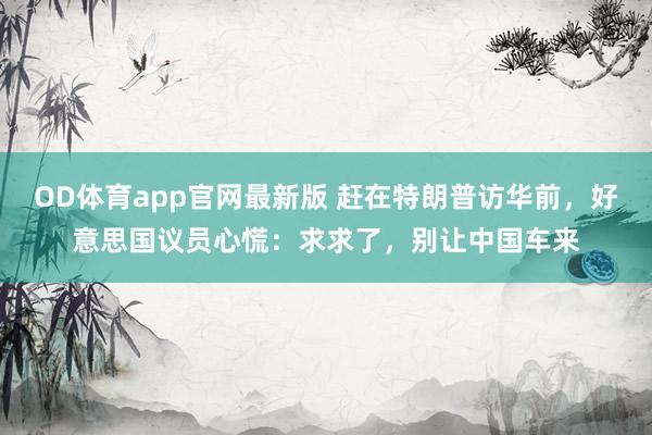 OD体育app官网最新版 赶在特朗普访华前，好意思国议员心慌：求求了，别让中国车来