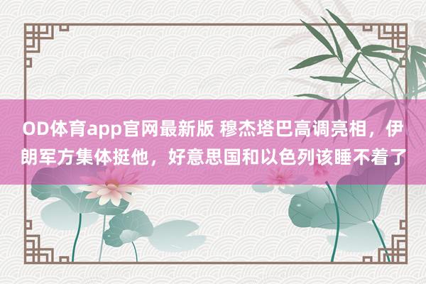 OD体育app官网最新版 穆杰塔巴高调亮相，伊朗军方集体挺他，好意思国和以色列该睡不着了