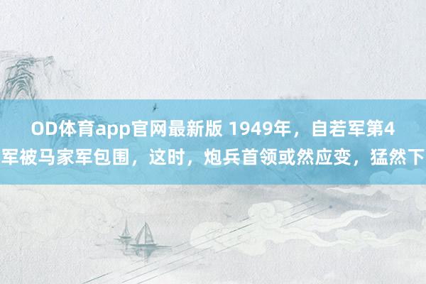OD体育app官网最新版 1949年,自若军第4军被马家军包围,这时,炮兵首领或然应变,猛然下