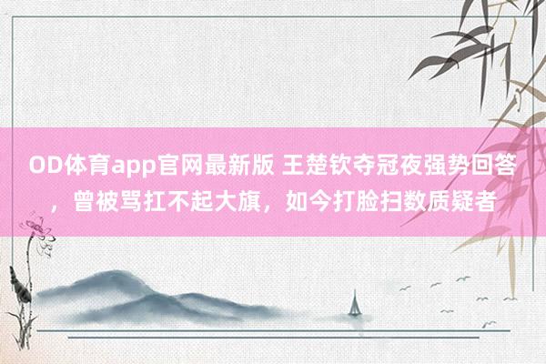 OD体育app官网最新版 王楚钦夺冠夜强势回答,曾被骂扛不起大旗,如今打脸扫数质疑者