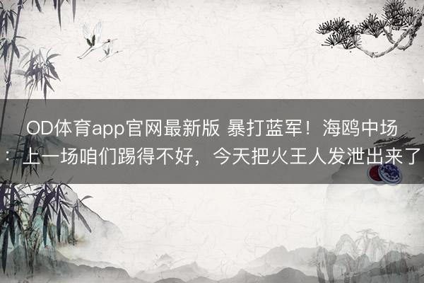 OD体育app官网最新版 暴打蓝军！海鸥中场：上一场咱们踢得不好，今天把火王人发泄出来了