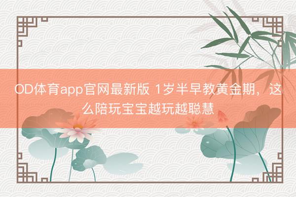 OD体育app官网最新版 1岁半早教黄金期，这么陪玩宝宝越玩越聪慧