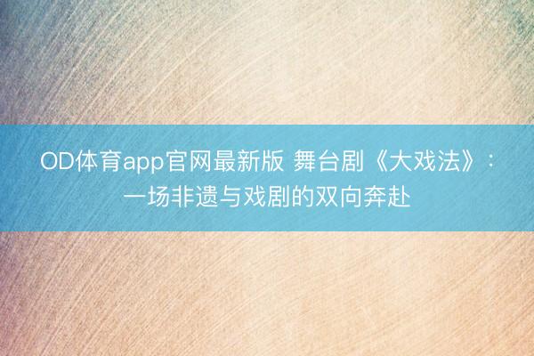 OD体育app官网最新版 舞台剧《大戏法》：一场非遗与戏剧的双向奔赴