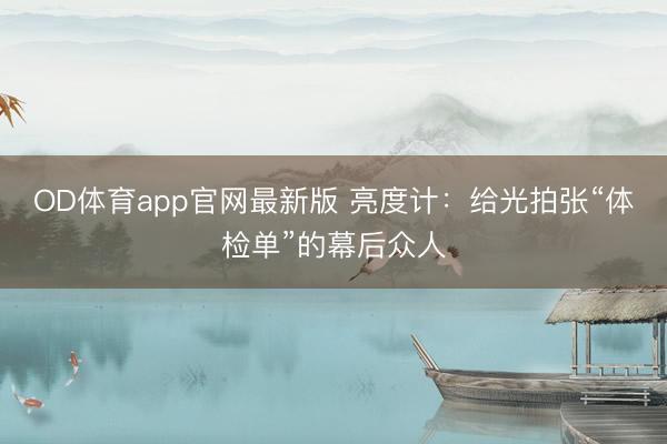 OD体育app官网最新版 亮度计：给光拍张“体检单”的幕后众人